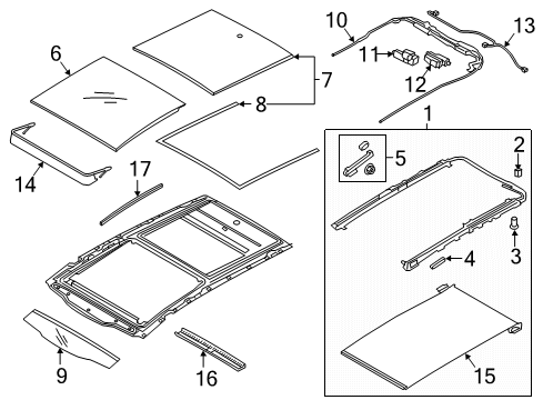 2018 Kia Sportage Sunroof Cover-PANORAMAROOF Folding Diagram for 81672D9000