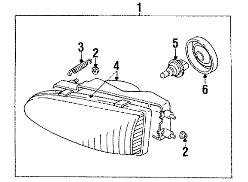 1993 Eagle Summit Headlamps HEADLAMP Pkg RH Diagram for MB912964