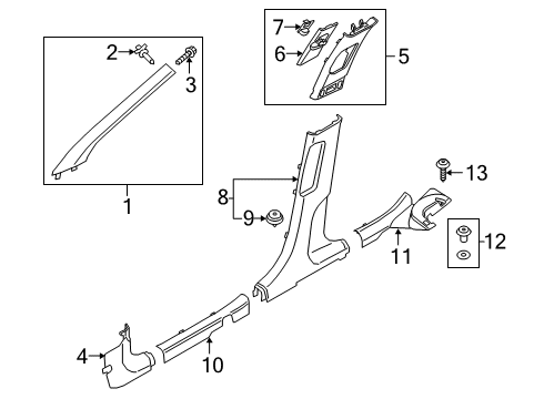 2021 Hyundai Kona Interior Trim - Pillars Trim Assembly-Front Pillar LH Diagram for 85810-J9000-TTX