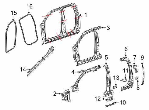 2019 Ram 1500 Uniside WEATHERSTRIP-Rear Door Body Mounted Diagram for 68402033AA