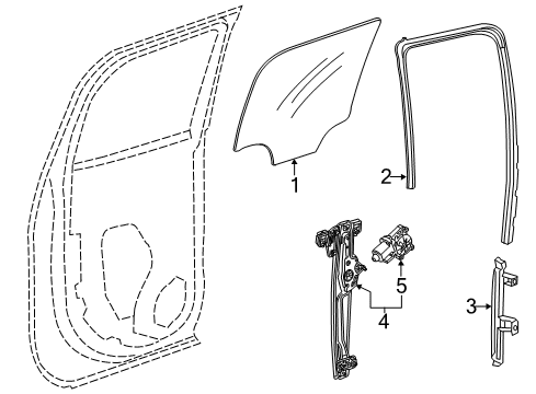 2017 GMC Sierra 1500 Rear Door Door Glass Diagram for 22839372