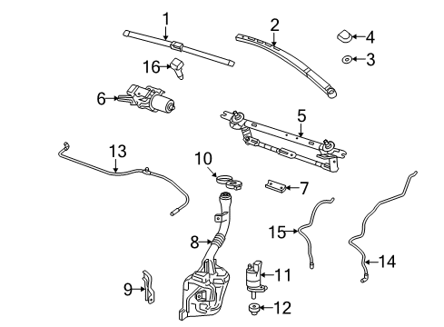 2016 GMC Terrain Wiper & Washer Components Washer Hose Diagram for 22828407