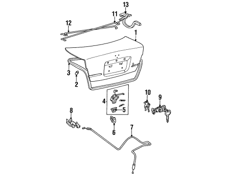 1998 Toyota Tercel Trunk Weatherstrip, Luggage Compartment Door Diagram for 64461-16150