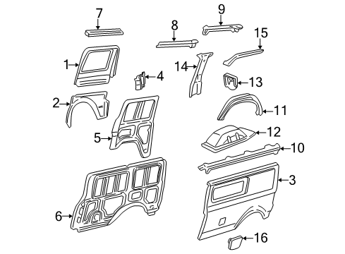 1986 Chevrolet Astro Side Panel & Components Frame Nut Diagram for 88891771