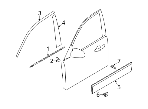 2007 Kia Amanti Exterior Trim - Front Door GARNISH Assembly-Front Door L Diagram for 877113F500U4