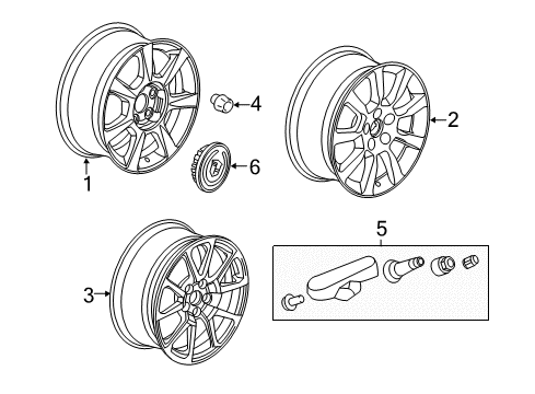 2014 Cadillac CTS Wheels, Covers & Trim Wheel Diagram for 9598614