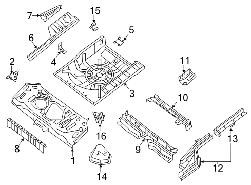 2016 Nissan Sentra Rear Body - Floor & Rails Floor-Rear, Rear Diagram for G4514-3SGMA