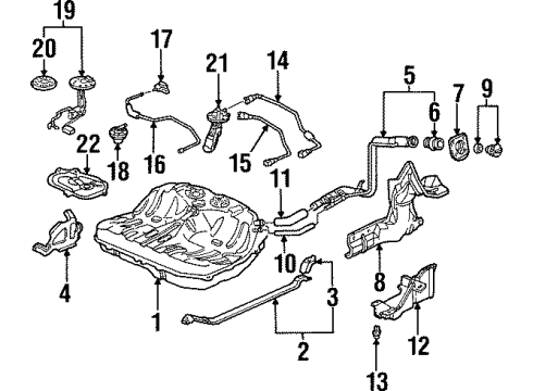 1997 Honda Prelude Fuel Supply Band Assembly, Passenger Side Fuel Tank Mounting Diagram for 17521-SS0-010