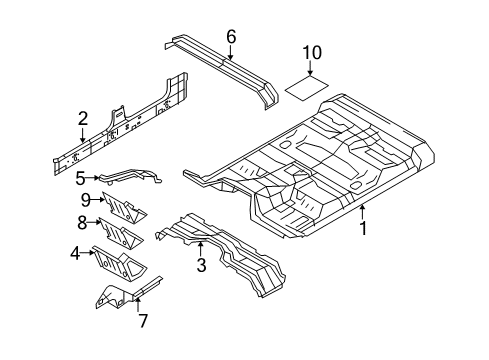 2010 Ford F-350 Super Duty Floor Floor Pan Assembly Diagram for 7C3Z-2611000-B