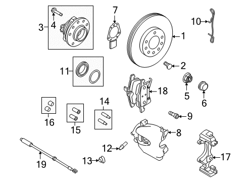 2008 Saturn Astra Front Brakes Guide Pin Diagram for 90297771