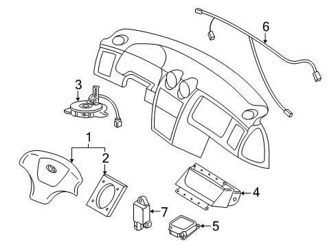 2003 Hyundai Tiburon Air Bag Components Module Assembly-Air Bag Control Diagram for 95910-2C100