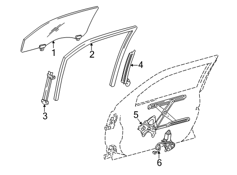 1999 Lexus GS400 Front Door Run, Front Door Glass, RH Diagram for 68141-30290