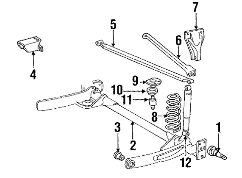 1993 Dodge Spirit Rear Axle, Suspension Components Shock Abs Diagram for 4684770