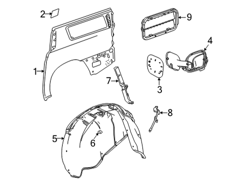 2022 Chevrolet Suburban Quarter Panel & Components Fuel Pocket Diagram for 84831030