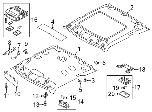 2016 Hyundai Veloster Interior Trim - Roof Room Lamp Assembly Diagram for 92870-1R000-8M