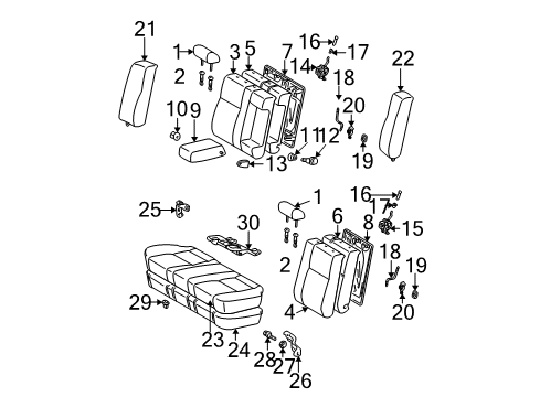 2003 Toyota Camry Rear Seat Components Armrest Bushing Diagram for 90386-06009