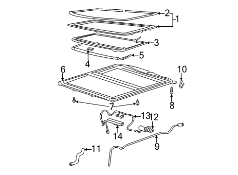 2003 Cadillac DeVille Sunroof Handle, Sun Roof Sunshade *Gray Diagram for 88890708