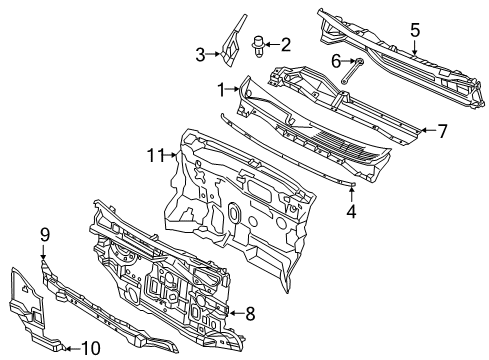 2021 Nissan NV200 Cowl INSULATOR-Dash Lower, Front Diagram for 67810-3LM0A