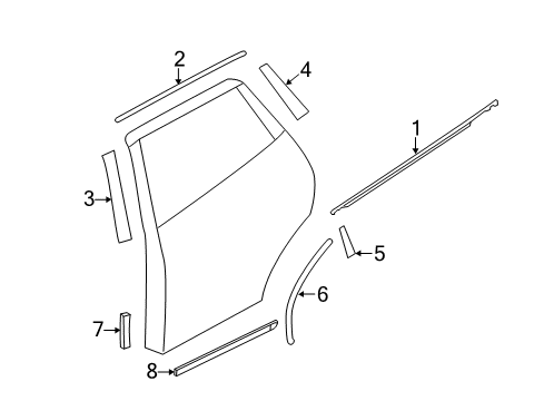 2012 Nissan Rogue Exterior Trim - Rear Door MOULDING - Rear Door, LH Diagram for 82871-1VY0A