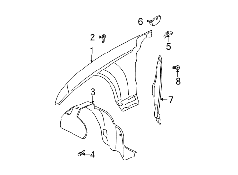 2003 Cadillac CTS Fender & Components Fender Liner Diagram for 25765934