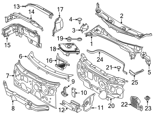 2017 Mini Cooper Countryman Cowl Connection Pcs, Wheel House/Entrance, Left Diagram for 41007360135