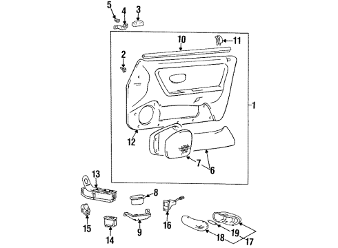 1995 Hyundai Sonata Interior Trim - Front Door Lamp Assembly-Door, LH Diagram for 92630-34000