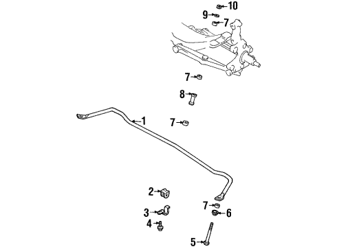 1999 Ford Escort Stabilizer Bar & Components - Rear Stabilizer Link Bolt Diagram for F5CZ-5W495-AA