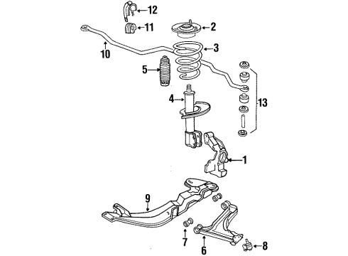 1992 Chevrolet Beretta Front Suspension Components, Lower Control Arm, Stabilizer Bar Front Springs Diagram for 22077147