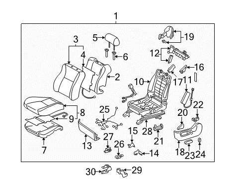 2004 Toyota Solara Front Seat Components Seat Back Cover Diagram for 71073-06370-B1