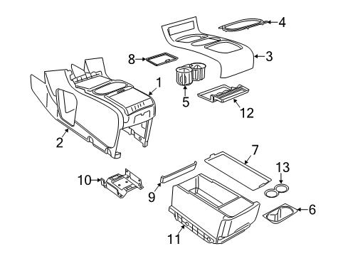 2011 Chrysler Town & Country Front Console Console-Floor Diagram for 1RF11HL5AH