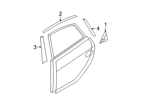 2009 Hyundai Elantra Exterior Trim - Rear Door Moulding Assembly-Rear Door Delta, LH Diagram for 83830-2L200