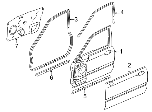 1997 Acura RL Front Door Weatherstrip, Right Front Door Diagram for 72310-SZ3-003