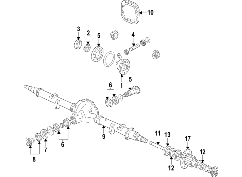 2016 Ford E-350 Super Duty Rear Axle, Differential, Propeller Shaft Axle Shafts Diagram for 8C2Z-4234-B