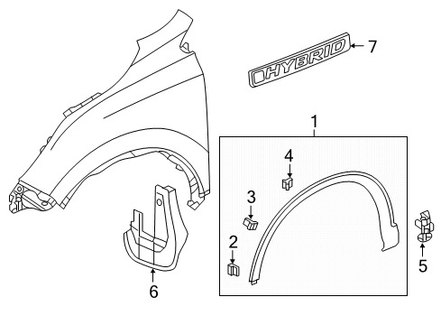 2021 Honda CR-V Exterior Trim - Fender Bracket, L. FR. Diagram for 74166-TLA-A02