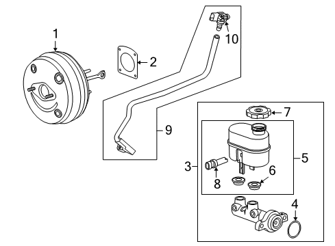 2015 Chevrolet Silverado 1500 Vacuum Booster Brake Booster Diagram for 23135220