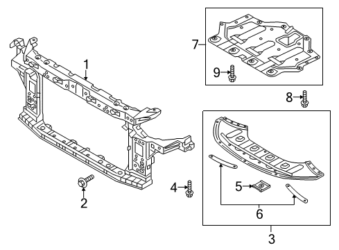 2019 Hyundai Sonata Radiator Support Panel-Under Cover, Engine Diagram for 29130-C2500