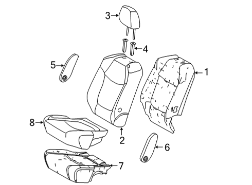 2022 Toyota Sienna Second Row Seats Seat Cushion Pad Diagram for 79136-08050