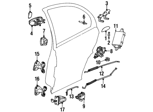 2000 Saturn SL Rear Door Rod, Rear Side Door Lock Diagram for 21170174