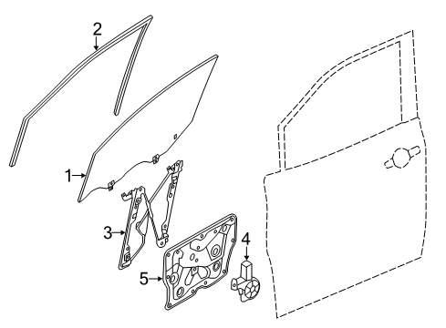 2015 Nissan Quest Sliding Door GLASS RUN RUBBER-FRONT DOOR LH Diagram for 80331-1JA2A