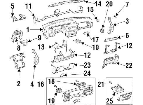 1996 Acura SLX Instrument Panel Clip, Cover (Black) Diagram for 8-94259-671-0
