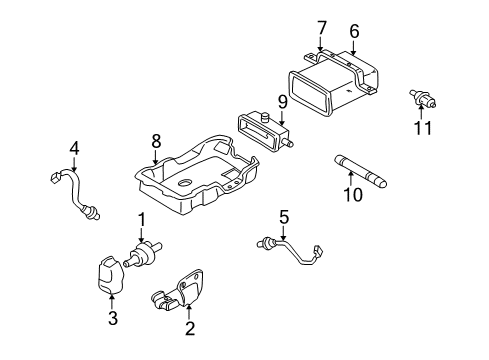 2005 Hyundai Santa Fe Emission Components Bracket-Purge Control Diagram for 29011-37100