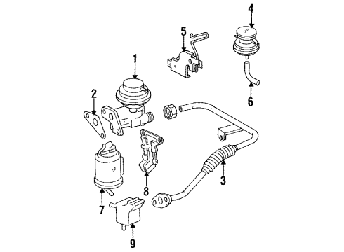 1992 Toyota Paseo Emission Components EGR Valve Gasket Diagram for 25627-11040