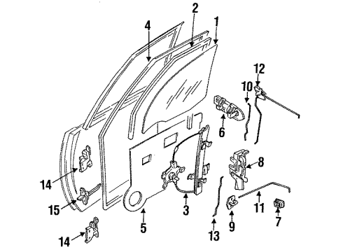 1991 Nissan Sentra Door Glass & Hardware Glass Run Rubber-Front Door RH Diagram for 80330-64Y03