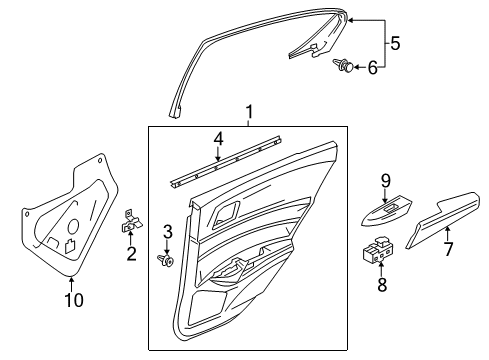 2019 Acura ILX Rear Door Seal, Left Rear Door Hole Diagram for 72861-TX6-A01