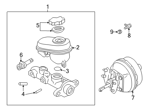 2007 Pontiac Grand Prix Dash Panel Components Power Brake Booster Assembly(W/Pushrod) Diagram for 88965575
