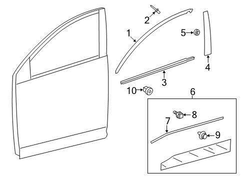 2019 Toyota RAV4 Exterior Trim - Front Door Lower Molding Diagram for 75074-0R070