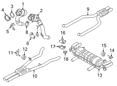 2016 BMW 750i Exhaust Components Centre Muffler Diagram for 18308649962