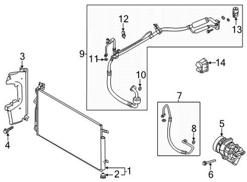 2021 Hyundai Sonata A/C Condenser, Compressor & Lines Condenser Assembly-Cooler Diagram for 97606-L5000