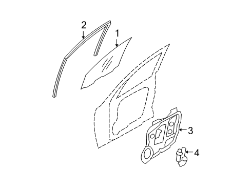 2007 Hyundai Santa Fe Front Door Run-Front Door Window Glass RH Diagram for 82540-0W000