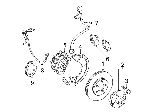 2005 Mercury Sable Brake Components Caliper Diagram for 4F1Z-2B121-AA